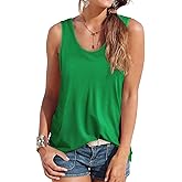 Smile Fish Women Scoop Neck Flowy Loose Fit Tank Top Sleeveless Summer Tops Shirts