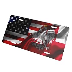 American Flag and Poland Poles Flag License Plates