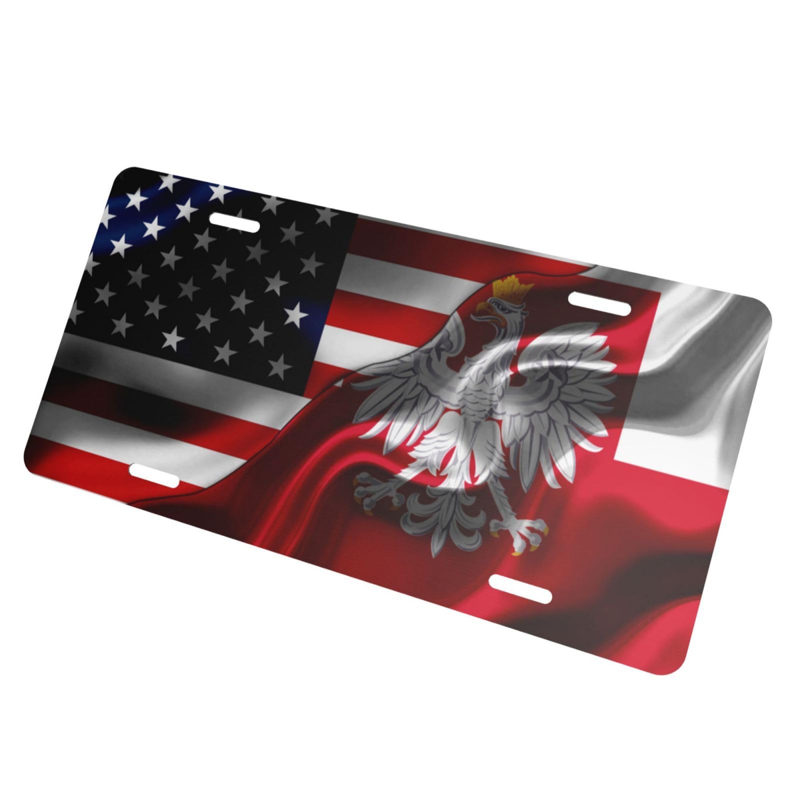 American Flag and Poland Poles Flag License Plates
