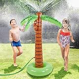 COUOMOXA Chirtmas Decorate Tree Christmas Tree Xmas Gift Water Sprinkler Toy Inflatable Palm Tree Spray Toy Water Fun Backyard Play Hawaiian Luau Party Decoration Tree ,61" for Toddler,Kids and Famil