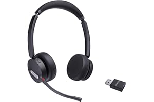 Yealink WH64 Hybrid DECT& Bluetooth Wireless Headset,492ft Range Dual UC Zoom Headphones with DECT Dongle, 3X Noise Cancelling Mic, 32HTalk Time, Office Work Portable Headsets for PC,Cellphone,Laptop
