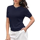 SANGTREE Women's Short Sleeve Sweaters Crew Neck Pullover Tops Summer Sweaters for Women
