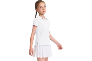 KEREDA Girls Polo Shirts Golf Tennis School Uniform Short Sleeve T Shirts V-Neck Collared Quick Dry Tops