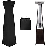 Easy-Going Pyramid Torch Patio Heater Cover with Zipper and Storage Bag, Waterproof Outdoor Heater Cover Dustproof, UV-Resisant, Wind-Resistant (90"H x 23"L x 23"W, Black)