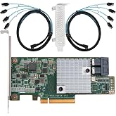 SAS HBA Card Compatible with LSI 9300-8i IT Mode 9207-8i with SATA Cables | SAS3008, PCIe 3.0 x8, 2x 8643 to SATA Cables, 8-Port, PCIe SATA Expansion Card, HBA Controller for ZFS TrueNAS unRAID NAS