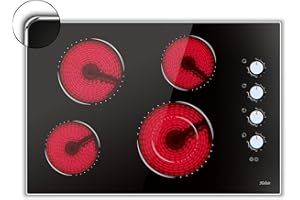 HOBSIR HOB Electric Cooktop 30 Inch Hobsir, 4 Burner Electric Stove Top 6700W, Knob Control Built in Cook top, 30" Electric Stove Top Burner with Glass Protection Metal Frame, Double-ring burner, 220-240v