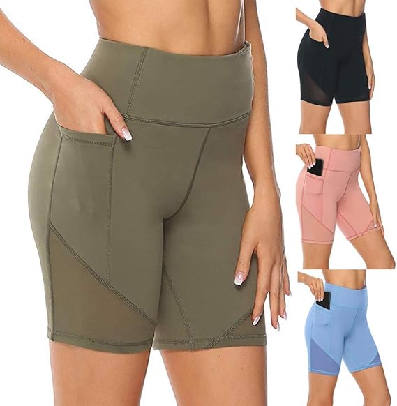 GOGOBO High Waisted Yoga Shorts with Pockets, Women Tummy