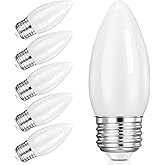 Hola LED Chandelier Bulb Dimmable Lamp Bulb E26 Base, 360 Beam Angle UL Listed Warm 2700K LED Filament Bulb, Frosted Glass, 4.5W 400 Lumens, 6 Pack