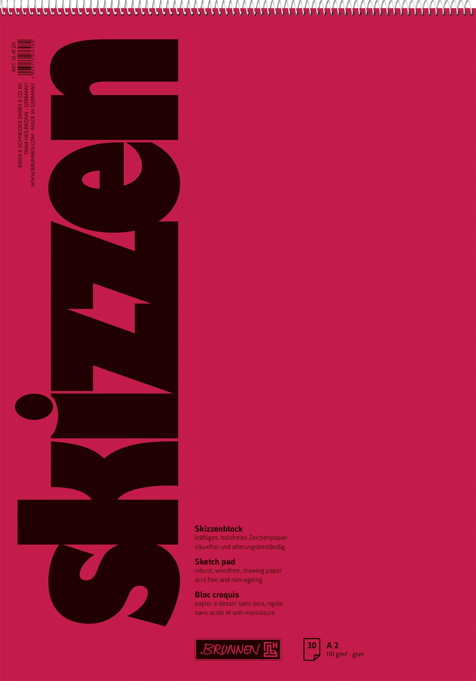 Brunnen Sketch Pad A2 420 x 594 mm 110 g/sq m 30 Pages