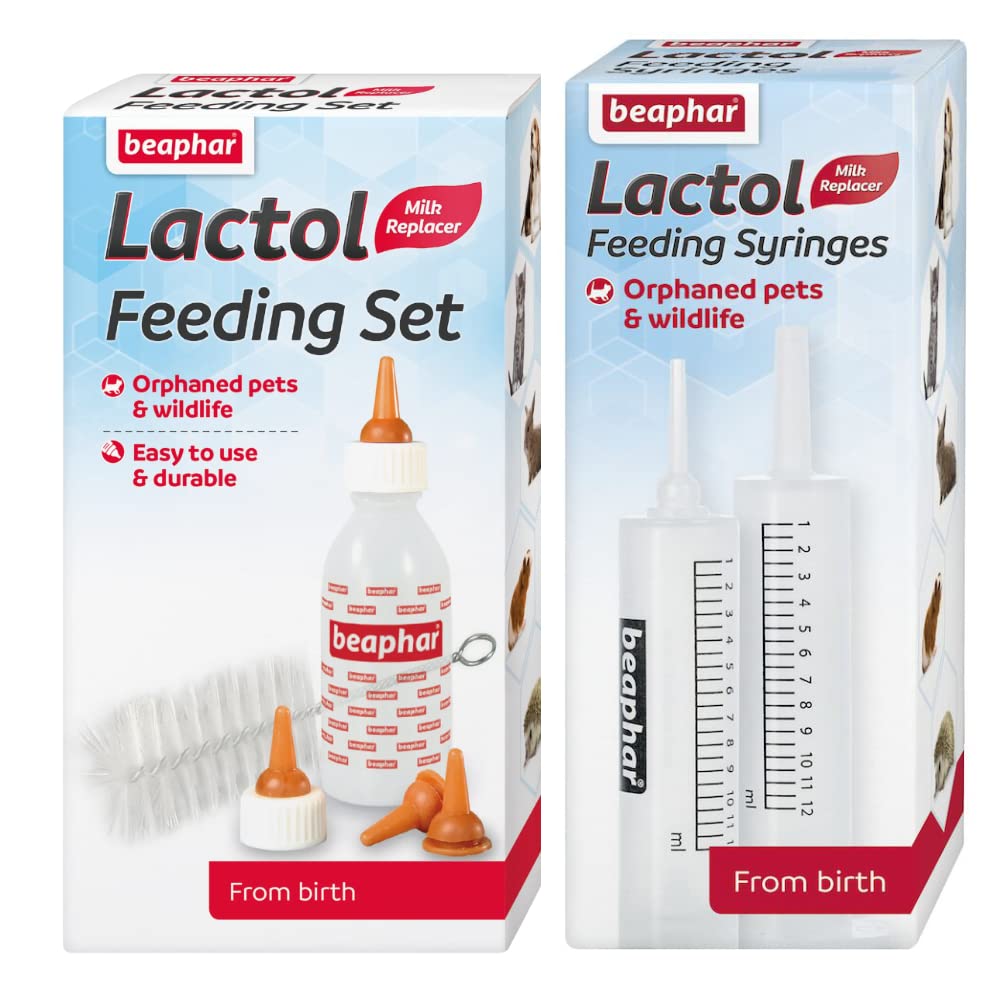 Alpha Dog Lactol Feeding Bottle & Syringe Set Puppy Dog Kitten Whelping Milk Set