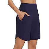 baleaf Women's 9" Long Swim Shorts with Zipper Pockets High Waisted Board Shorts for Swimming with Liner UPF 50+