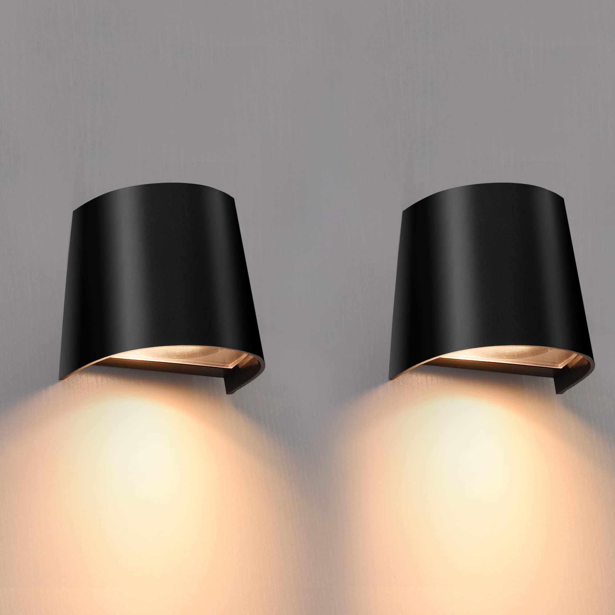 FUDESY Outdoor Wall Lights Mains Powered 2 Pack, Down Outside Wall Lights Max 7W IP65 Waterproof Exterior Wall Sconce, Modern Matte Black Plastic Wall Mount Lamp for Patio, Porch, Garage, Front Door — image 1