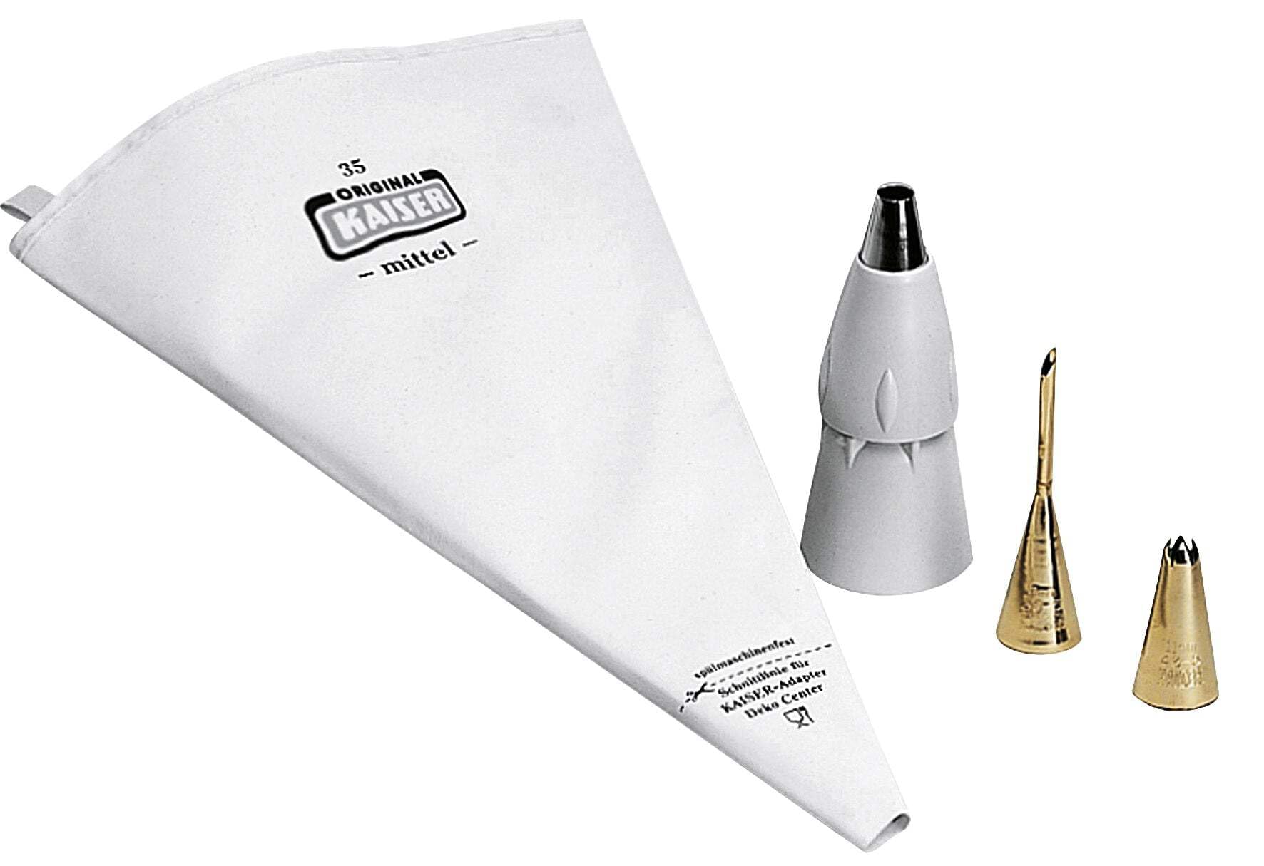 WHF Inspiration Sweet & Style Senior Piping Bag Set 5-Piece Very Stable, Tear-Resistant Cotton Piping Bag with Non-Stick Interior Coating Reusable and Dishwasher Safe