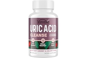 Yonrave Uric Acid Cleanse & Detox - Tart Cherry Capsules, Celery Seed Uric Acid Supplement –Joint, Kidney and Sleep – 90 Veggie Capsules