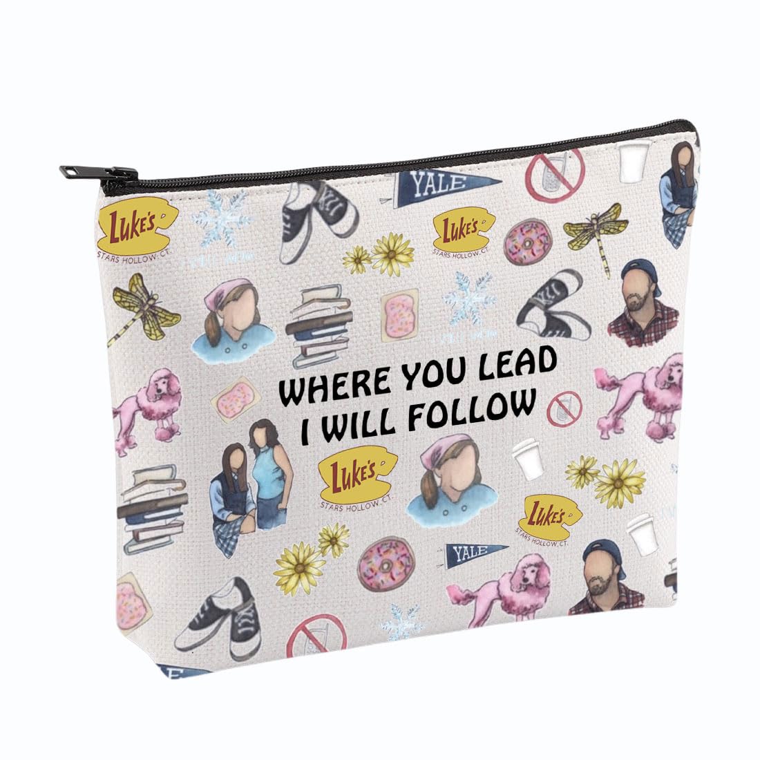 PYOUL Gilmore TV Show Inspired Gift Where You Lead I Will Follow Makeup Bag Luke's Fans Cosmetic Bag Lorelai Rory Gilmore Fan Gift (I Will Follow Bag)