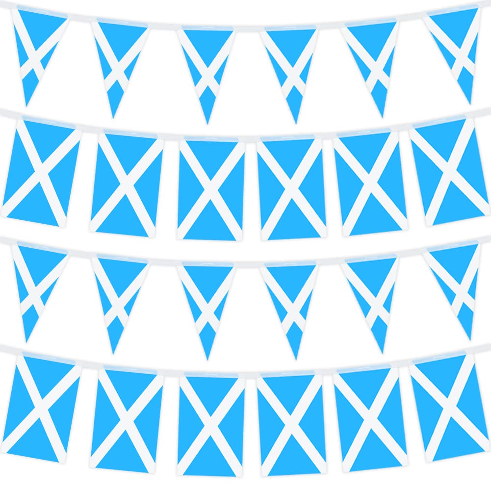 2 Pack Scotland Flag Bunting Banner,UK Britain Scotland Rectangular and Triangle Flag Bunting Banner,60 Pcs 65ft Union Jack String Indoor Outdoor Banner for National Day World Cup Party Decoration