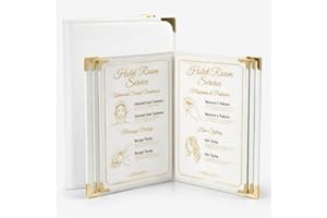 GLIMVILO Restaurant Menu Covers 8.5 x 11 – 2 Pack Menu Holder, 4 Page 8 View Faux Leather Menu Book with Clear PVC Sleeves | Waterproof & Durable for Restaurant, Bar, Café, Hotel