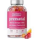 Mother's Promise Vegan Prenatal Gummies with DHA, Folate, 120 Count