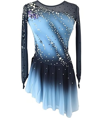 blue figure skating competition dress Amazon.com: LIUHUO Figure Skating Dress Girls' Blue-Black Gradient Mesh Long Sleeve Competition Performance : Clothing, Shoes & Jewelry