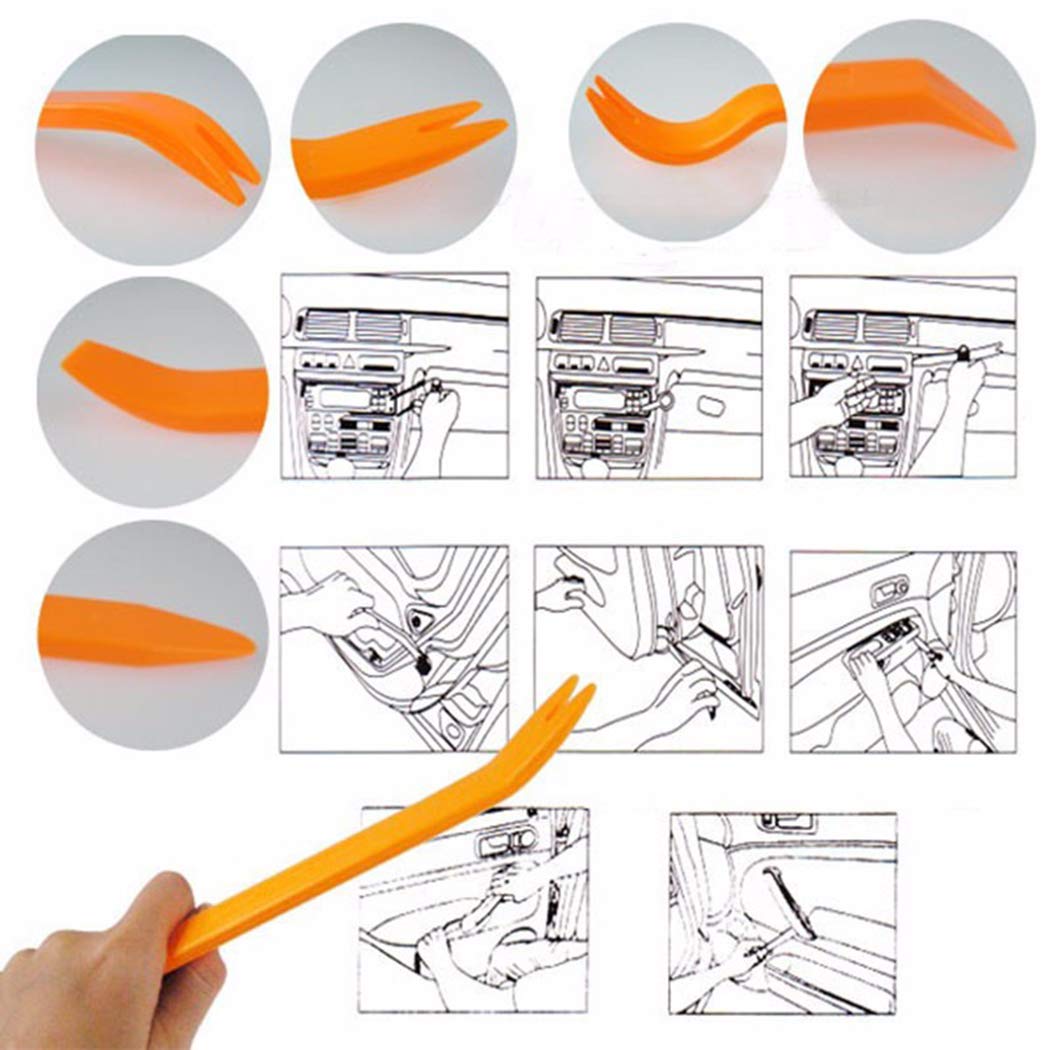 Yirind 4Pcs Auto Door Clip Panel Trim Removal Tool Kits for Car Dash Radio Audio Installer Pry Tool