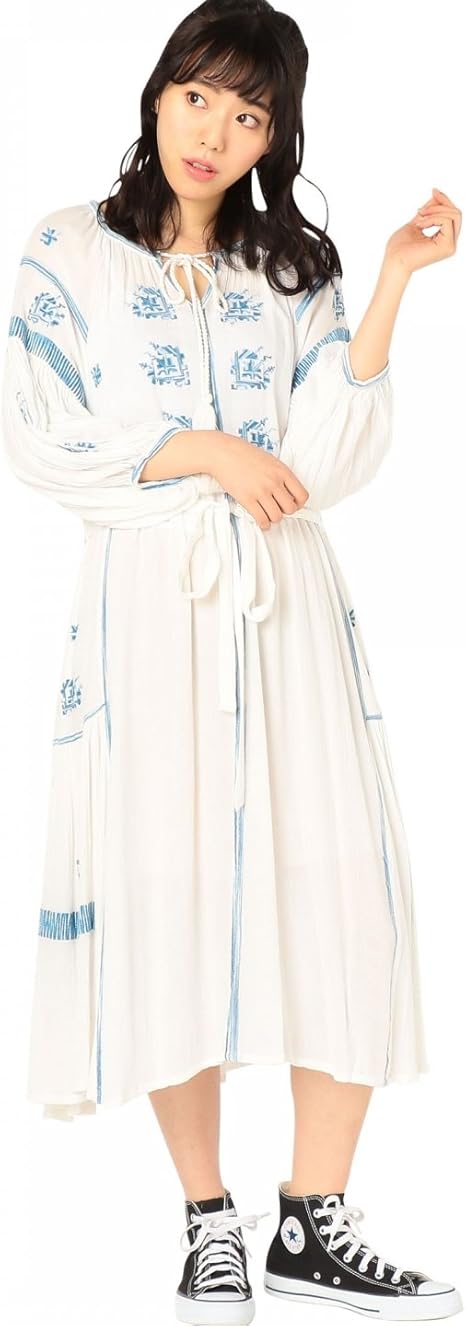 Amazon アナザーエディション Another Edition レーヨン刺繍ワンピース Aebc Ry Emb Op Off White 03 Free ワンピース チュニック 通販