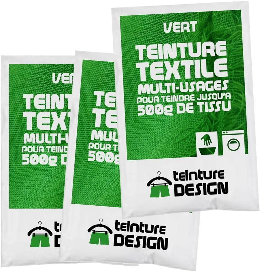 3 Pack of Textile Dye – GREEN – Universal Dyes for Clothes and Natural Fabrics