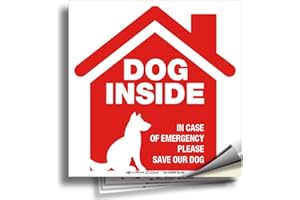 iSYFIX Dog Inside Alert Signs Stickers - 4 Pack 5x5 Inch - Premium Self-Adhesive Vinyl, Laminated for Ultimate UV, Weather, S