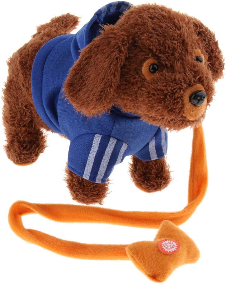 IPOTCH Kids Walking & Barking Teddy Dog Plush Puppy Toy with Remote Control Leash Blue, as