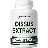 Immortal Herbs Cissus Quadrangularis Supplement 1000mg, 150 Pills, Pure Extract Powder with 40% Ketosterones, Non-GMO and Gluten-Free Cissus Extract Capsules for Men and Women