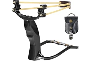 ROCHAN Wrist Folding Slingshot Set Professional Adults Survival Hunting Catapult High Velocity Outdoors Sports Shooting Pocket Sling Shot Aluminum Alloy with 3 Rubber Bands and 160 Ammo