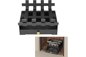 Flehomo Fireplace Burning Kit with Fireplace Tray and Solid Steel Fireplace Grate for Ashes Collection and Firewood Support, Heavy Duty Wrought Iron Fire Log Rack for Indoor Chimney Hearth, 10 inch