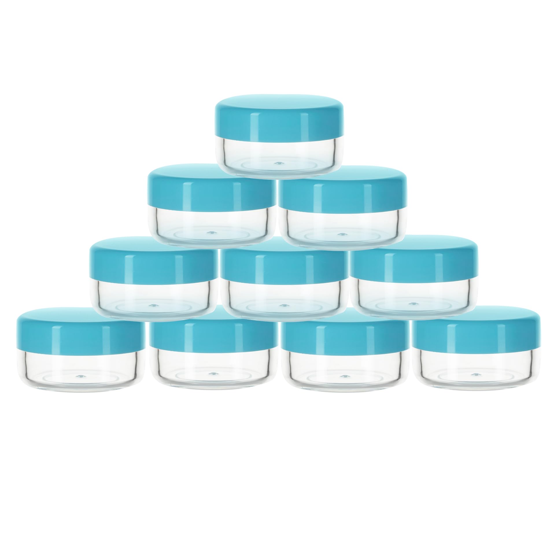 Photo 1 of 10 Gram Sample Containers with Lids, 10 Pack Sample Jars, Small Cosmetic Travel Container for Makeup, Lotion, Cream, Powder, 10 ML Mini Containers with Blue Lids