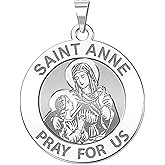 PicturesOnGold.com Saint Anne Religious Medal - 3/4 Inch Size of a Nickel - Sterling Silver