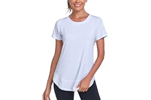 Abrooical Women's Short Sleeve Workout Shirts Crewneck Sports Yoga Running Dry Fit Tops Side Split Tee