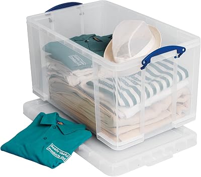 Really Useful Box 84 Litre Clear Storage Box Stackable Secure Handles
