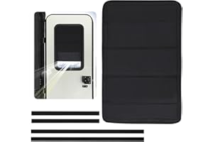 XYZCTEM RV Door Window Shade, Upgraded Foldable RV Blackout Window Cover, UV Rays Protection Camper Trailer Window Cover, 600D Waterproof Thickened Oxford with Storage Bag (Black) 25 x 16 inches