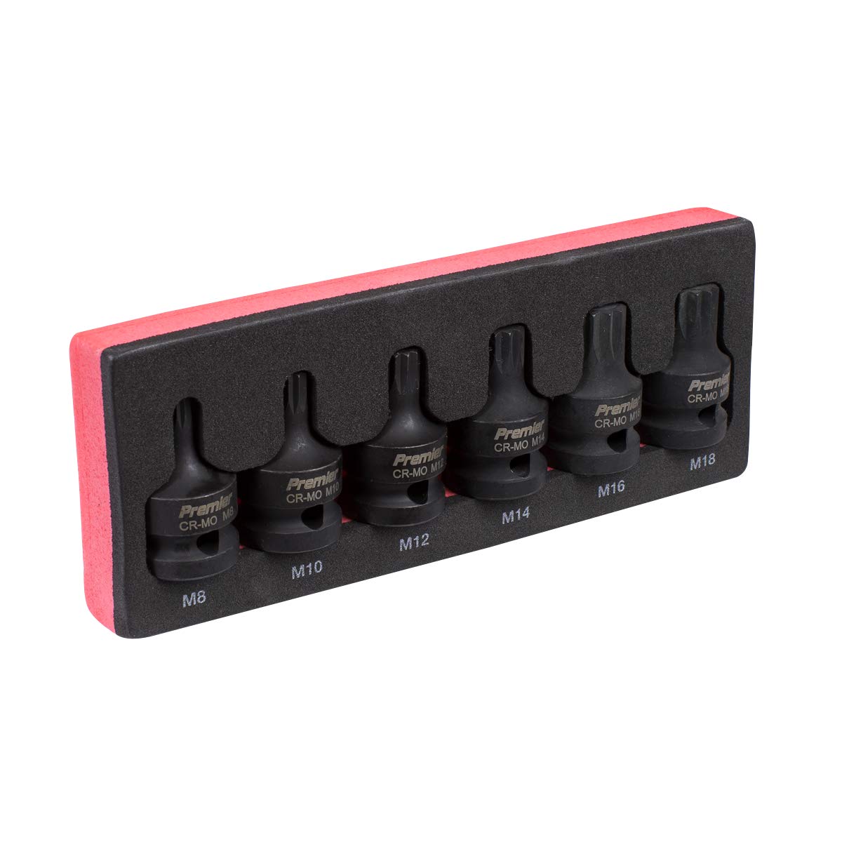 Sealey Ak5608 Impact Spline Socket Bit Set 6Pc 1/2Sq Drive