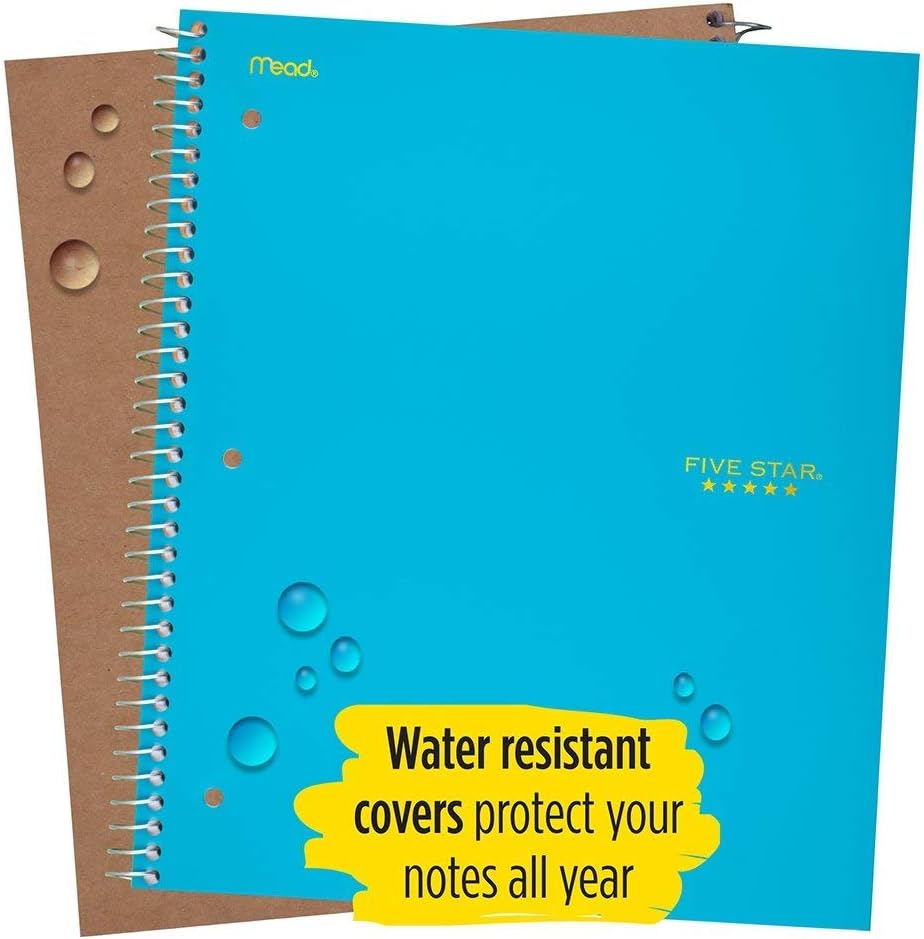 Five Star Spiral Notebooks, 3 Subject, College Ruled Paper, 150 Sheets, 11" x 8-1/2", Gray, Lime, Teal, 3 Pack (73481) : Office Products