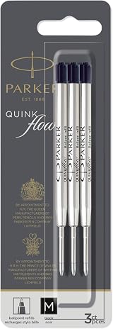 Parker Ballpoint Pen Refills Medium Point Black QUINKflow Ink 3 Count view 8
