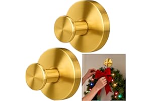 Juome Suction Cup Hooks for Door Wreaths - No Damage Wreath Hangers for Front Door/Glass Window/Over The Door, Door Wreath Hanger for Christmas/Thanksgiving/Halloween/Welcome Sign (2 Pack, Gold)