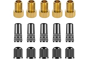 15 PCS Bike Presta Tire Valve Adaptor Tools,Bicycle Tire Valve Converter Copper Valve,Presta Valve Cap, Schrader Valve Cap,Cy