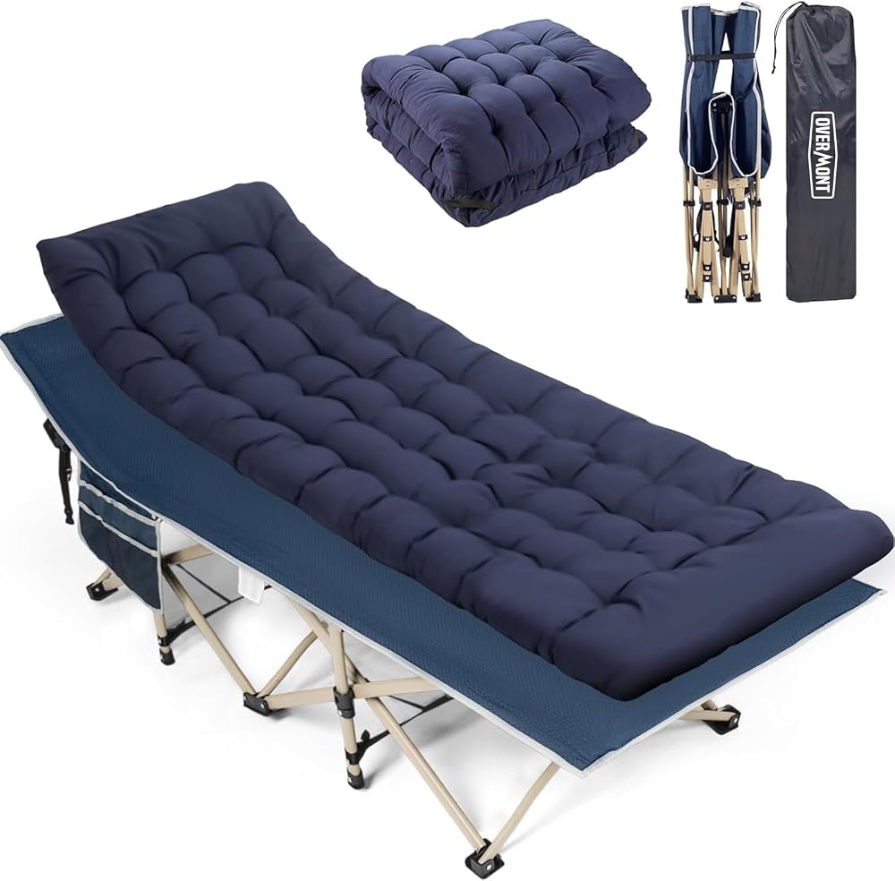 Overmont Folding Camping Bed with Mattress 550LBS 28in Wide Heavy Duty