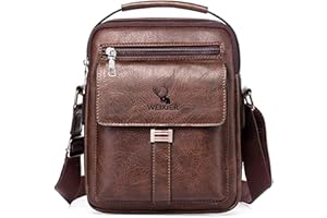 Hjkiopc Zipper Buckle Leather Messenger Bag Crossbody Shoulder Bag Vintage Handle Bags