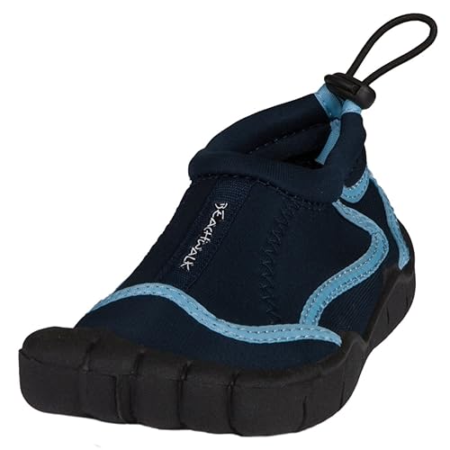 Kinder Strandschuhe | Badeschuhe | Surfschuhe aus Neopren für Jungen oder Mädchen | Rutschfeste Gummisohle | Blau | Größe 27