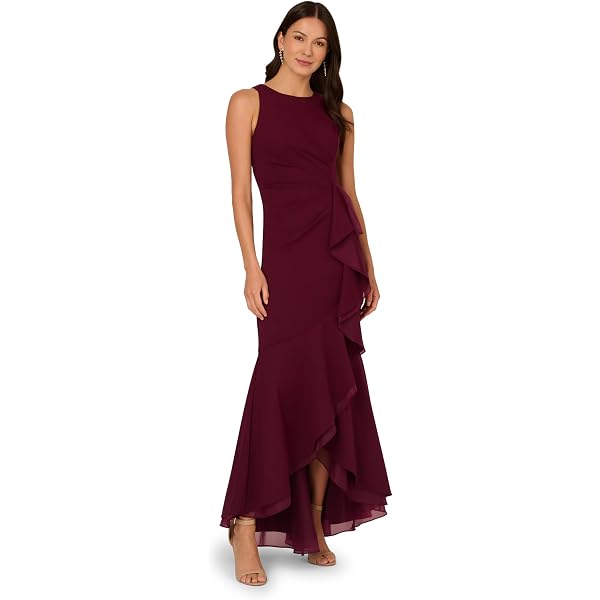 Amazon.com: Adrianna Papell Women's Knit Crepe Halter Gown, Blackened Red :  Clothing, Shoes & Jewelry