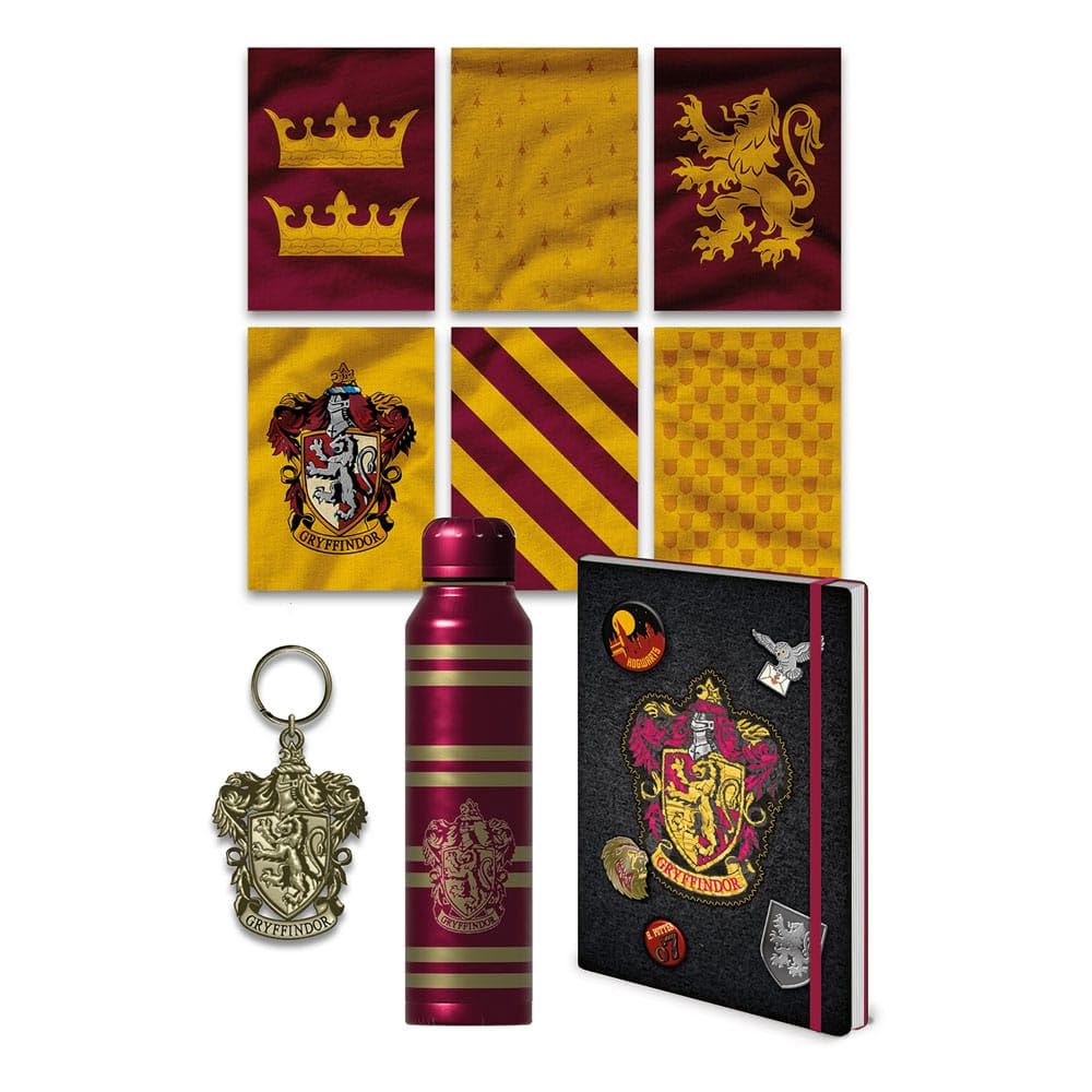 Pyramid International Harry Potter Gryffindor Crest Premium Gift Set – Keyring, Pen, Insulated Bottle, A5 Notebook & Postcard Set for Gryffindor Fans