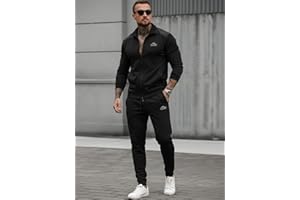 2 Piece Sets for Men Fleece Lined Sweatsuit Casual Athletic Warm Up Full Zip Outfit with Pocket