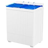 Superday Portable Washing Machine with Longer Hose, 28Lbs Compact Mini Washer and Dryer Combo,Twin Tub Washing Machine Laundry Compact Washer spinner Combo for Apartments RVs and Dorms(Blue)