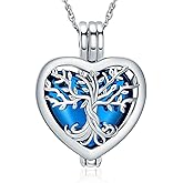 shajwo Heart Cremation Jewelry Tree of Life Urn Ashes Necklace for Women Men Loved One Memorial Human Ash Pendant