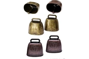 XILEWHZF Cow Bells - Cow Horse Sheep Grazing Copper Bells, Pet Anti-Theft Accessories Decorative Bells by,The Sound is Crisp Christmas Bell, 2 Colors (6 Pcs)